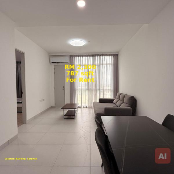 Brand New Fully Furnished 2-Bedroom Condo for Rent at Renna Residence, Kuching